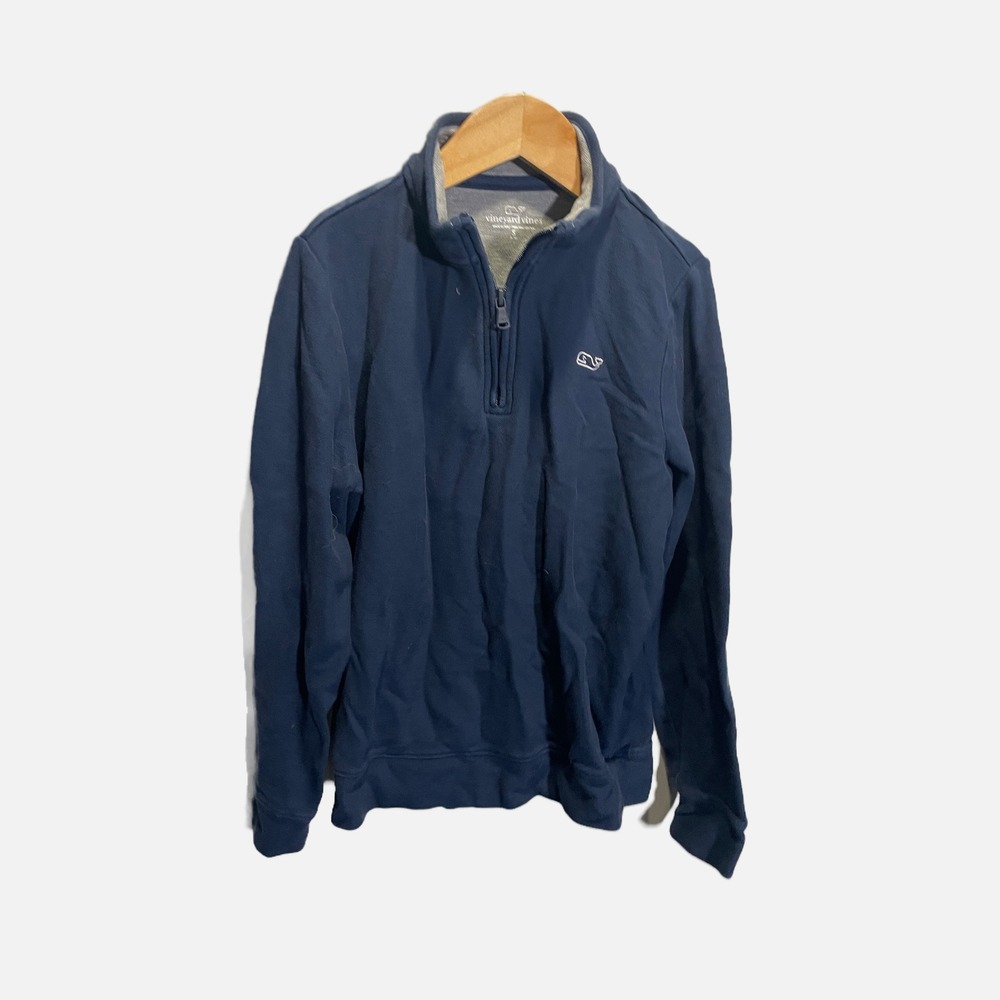 Vineyard Vines‎ Kids Navy Blue Pima Cotton Quarter Zip Pullover Sweater Size S
